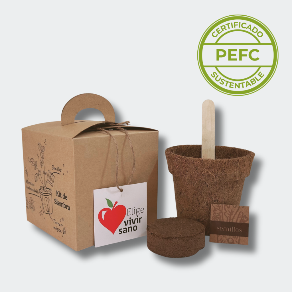 kit de siembra en macetero de fibra de coco