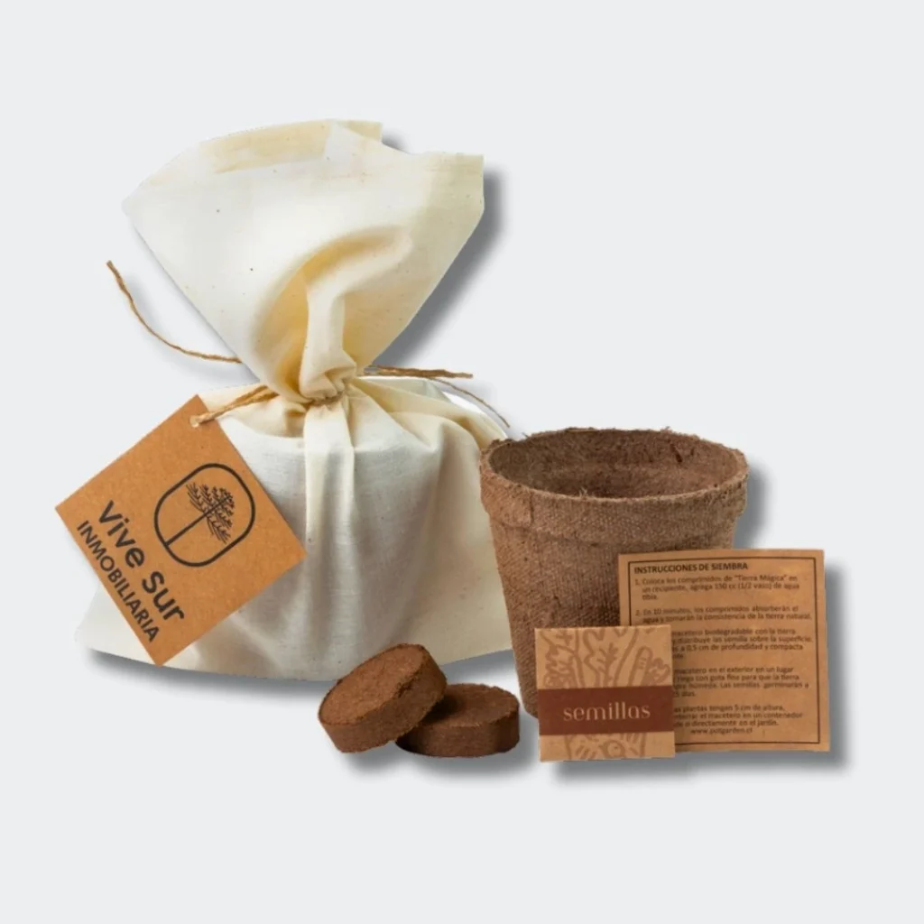 bolsa de algodón con elementos kit de siembra