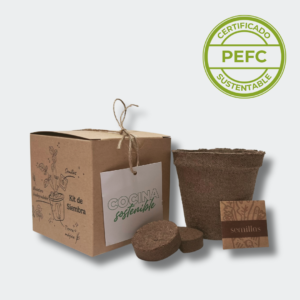 kit de siembra mini garden eco con macetero de turba vegetal