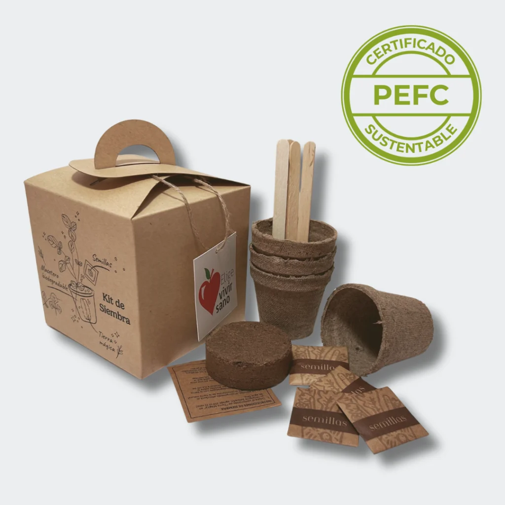 kit de siembra con 4 maceteros