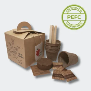 kit de siembra con 4 maceteros