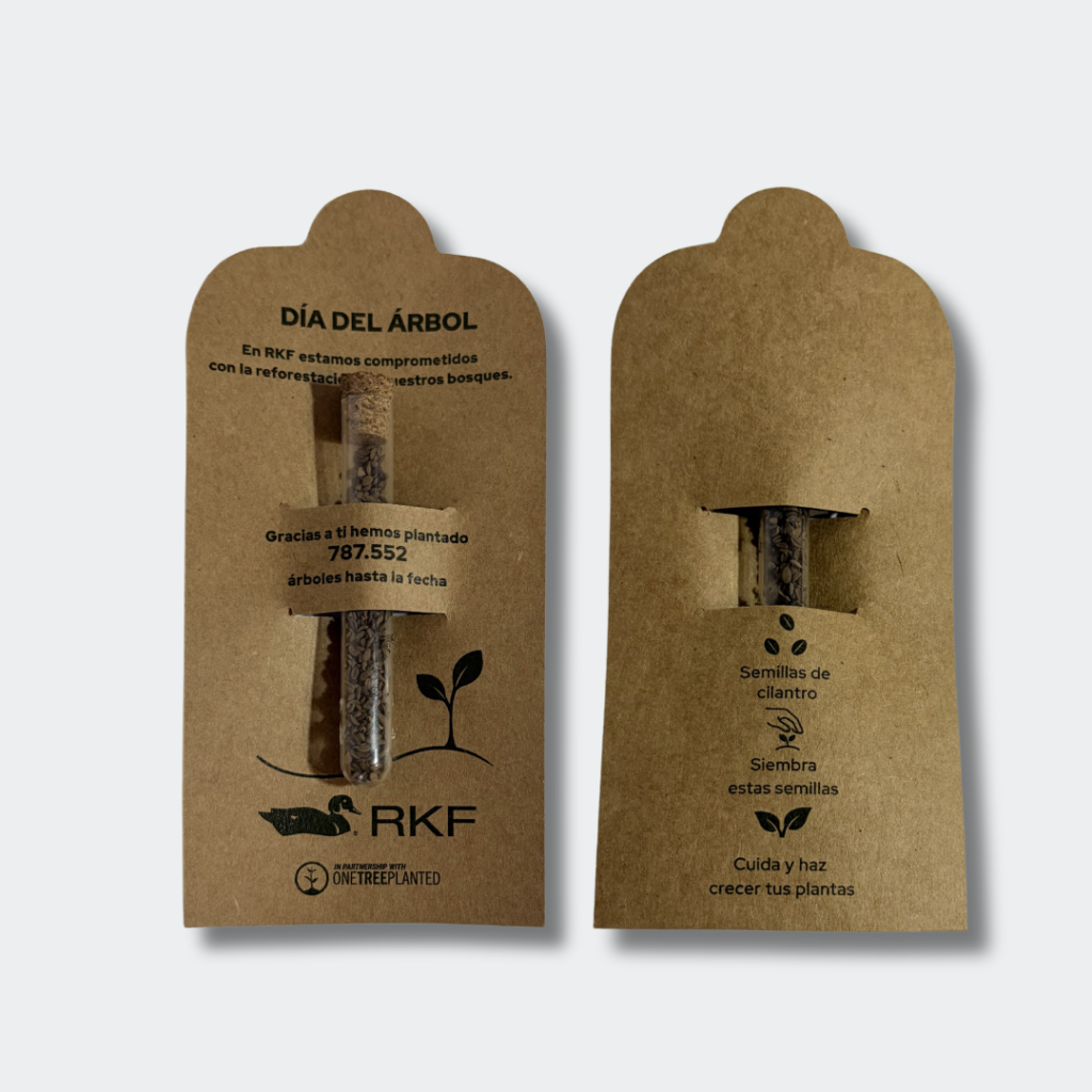 tubo con semillas en blister kraft